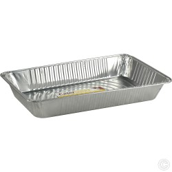 Catergold Large Rectangle Disposable Aluminium Foil Trays with Lids 52 x 33 x 8cm Approx (Single Tray), Silver