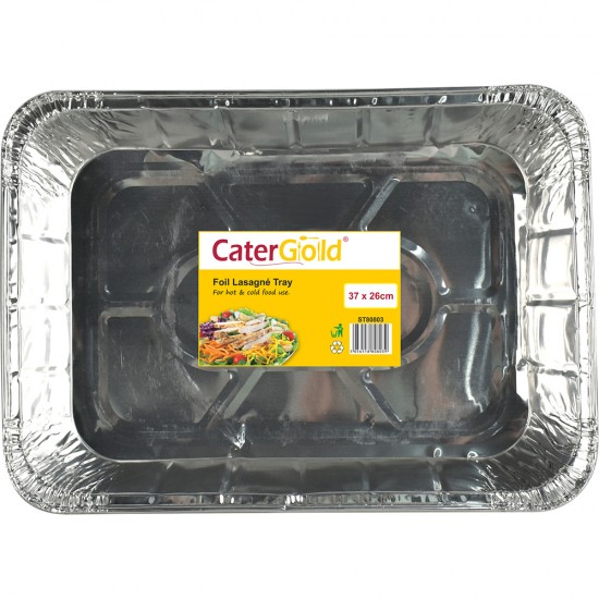 Catergold Disposable Tray Aluminium Foil Lasagne Trays 37 x 26 x 7cm Foil Products, Foil Trays image