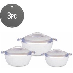 Insulated Serving Casserole Set Hot Pot Food Warmer White 3 Pieces