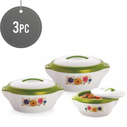 Large Insulated Serving Casserole Set Hot Pot Food Warmer Green 3 Pieces