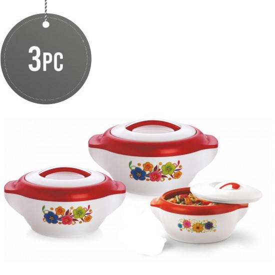 3Pcs Large Hot Pot Pan Food Warmer Set - Red image