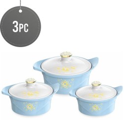 Roman 3Pcs Hot Pot Food Warmer Set - Blue