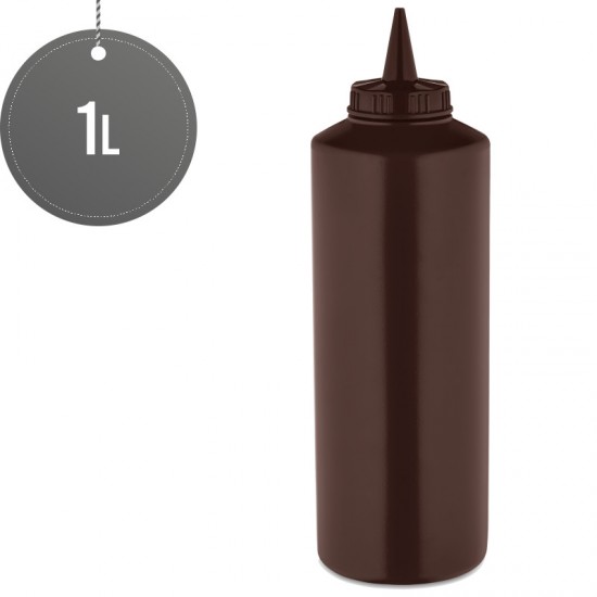 Plastic Squeezable Sauce Dispenser Coloured Squeeze Bottle 1000ml (Brown) Plastic Disposable image
