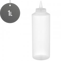 Plastic Squeezable Sauce Dispenser Coloured Squeeze Bottle 1000ml (Clear)