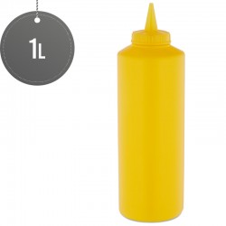 Plastic Squeezable Sauce Dispenser Coloured Squeeze Bottle 1000ml (Yellow)