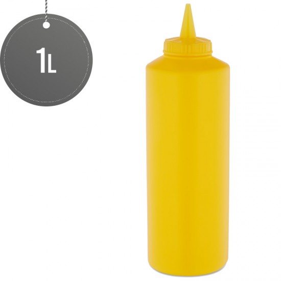 Plastic Squeezable Sauce Dispenser Coloured Squeeze Bottle 1000ml (Yellow) Plastic Disposable image