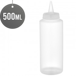 Plastic Squeezable Sauce Dispenser Coloured Squeeze Bottle 500ml - Clear