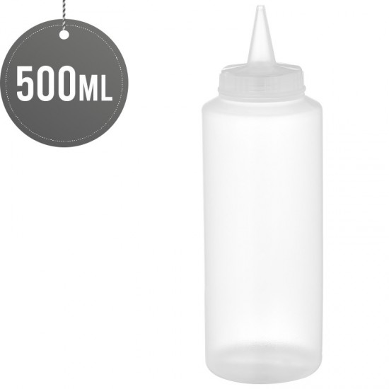 Plastic Squeezable Sauce Dispenser Coloured Squeeze Bottle 500ml - Clear Plastic Disposable image