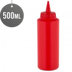 Plastic Squeezable Sauce Dispenser Coloured Squeeze Bottle 500ml - Red