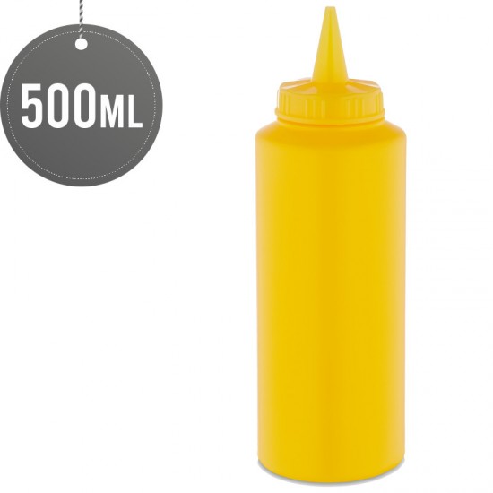 Plastic Squeezable Sauce Dispenser Coloured Squeeze Bottle 500ml - Yellow Plastic Disposable image