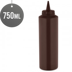 Plastic Squeezable Sauce Dispenser Coloured Squeeze Bottle 750ml (Brown)
