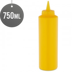 Plastic Squeezable Sauce Dispenser Coloured Squeeze Bottle 750ml (Yellow)