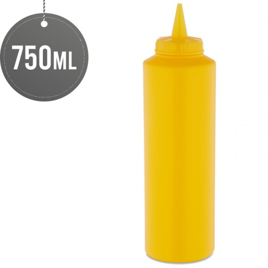 Plastic Squeezable Sauce Dispenser Coloured Squeeze Bottle 750ml (Yellow) image