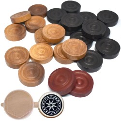 Wooden Carrom Coins and Striker with Carrom Powder Set