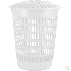 Plastic Round Laundry Basket Hamper 60L White