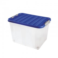 Plastic Storage Box With Clip Lid & Wheels 75L