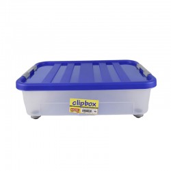 Plastic Storage Box With Wheels and Lid 30L