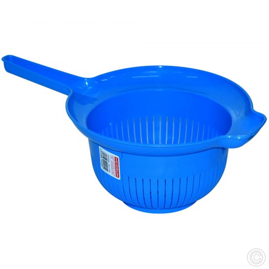 Plastic Colander with Handle 24cm Blue image