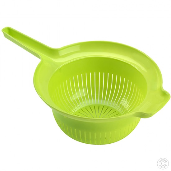 Plastic Colander with Handle 24cm Lime image