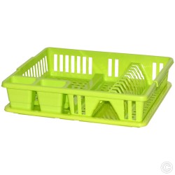 Plastic Dish Drainer Rack With DripTray & Cutlery Holder 47x39x10.5cm Lime