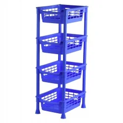 4 Tier Plastic Vegetable and Fruit Rack Blue