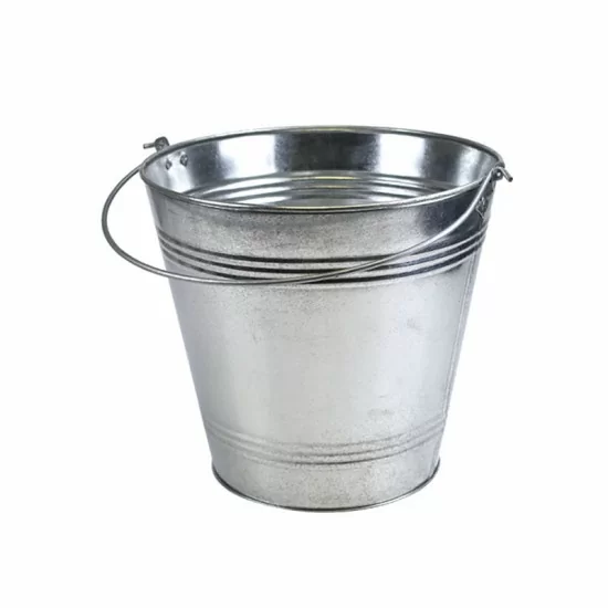 18L Litre Galvanized Metal Bucket with Strong Steel Handle For Traditional Coal Wood Bucket Silver image
