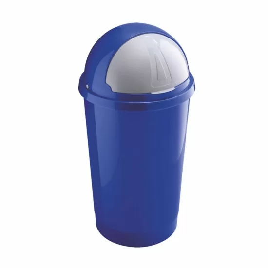 50L Litre Kitchen Waste Rubbish Bin Plastic Roller Bullet Top Lid Garbage Dustbin Blue Bins & Buckets image