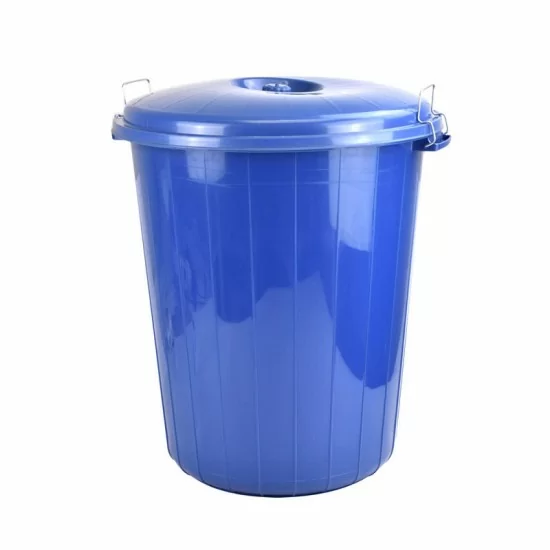 Large Garden Rubbish Waste Bin Locking Lid 50L Litre Blue Kitchen Dustbin Home Heavy Duty Bins & Buckets image