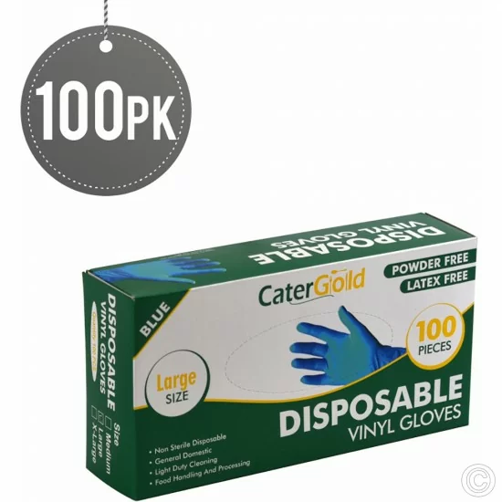 Showing image for Disposable Vinyl Gloves Large Size Heavy Duty Non Sterile Powder Free Latex Free Rubber 100 Count Box Blue Disposable Vinyl Gloves Large Size Heavy Duty Non Sterile Powder Free Latex Free Rubber 100 Count Box Blue Disposable PPE image