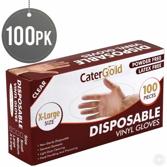Showing image for Disposable Vinyl Gloves XL Large Size Heavy Duty Non Sterile Powder Free Latex Free Rubber 100 Count Box Clear Disposable Vinyl Gloves XL Large Size Heavy Duty Non Sterile Powder Free Latex Free Rubber 100 Count Box Clear Disposable PPE image