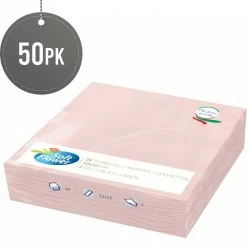 Soft  Paper Napkins Coloured Serviettes Tissues 2 Ply 50 Sheets (33 x 33cm, Pink)