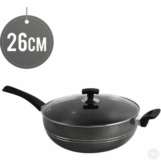 Showing image for Ashley Non-Stick Wok 26CM Long Handle With Glass Lid Ashley Non-Stick Wok 26CM Long Handle With Glass Lid Non Stick Cookware image