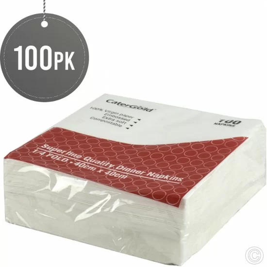 CaterGold 2ply White Napkins Serviettes 100pk image