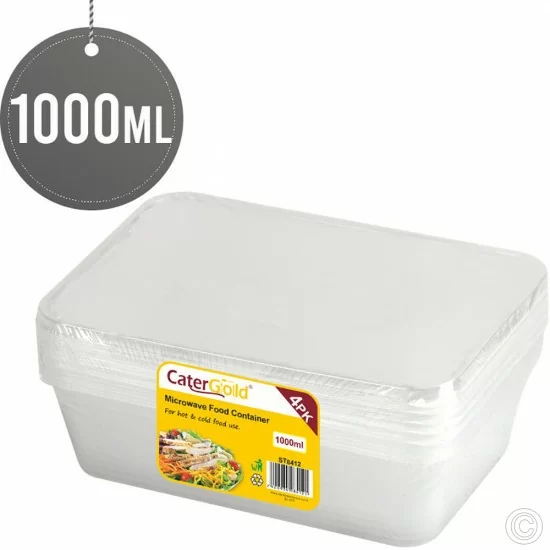 Showing image for 1000CC Microwave Plastic Food Takeaway Containers Disposable 4 Pack with Lids Rectangular BPA Free Freezer Safe Recyclable 1000CC Microwave Plastic Food Takeaway Containers Disposable 4 Pack with Lids Rectangular BPA Free Freezer Safe Recyclable Plastic Disposable image