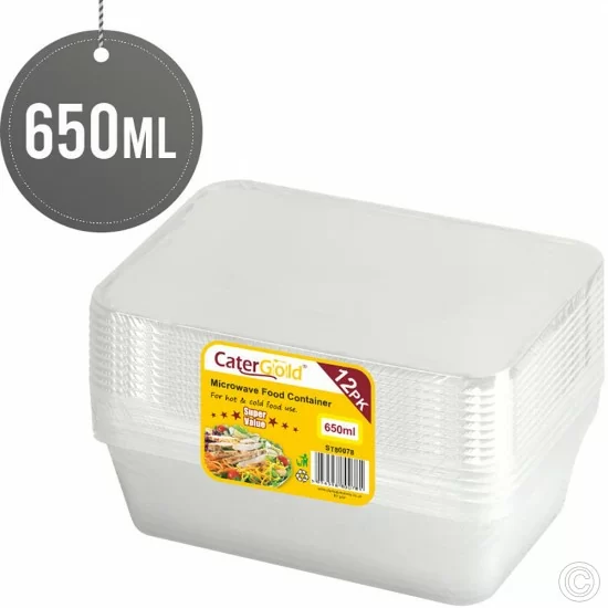 Showing image for 650CC Microwave Plastic Food Takeaway Containers Disposable 12 Pack with Lids Rectangular BPA Free Freezer Safe Recyclable 650CC Microwave Plastic Food Takeaway Containers Disposable 12 Pack with Lids Rectangular BPA Free Freezer Safe Recyclable image