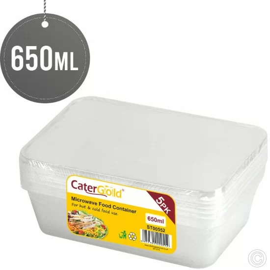 Showing image for 650ML Microwave Plastic Food Takeaway Containers Disposable 5 Pack with Lids Rectangular BPA Free Freezer Safe Recyclable 650ML Microwave Plastic Food Takeaway Containers Disposable 5 Pack with Lids Rectangular BPA Free Freezer Safe Recyclable Plastic Disposable image