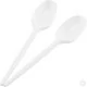 Plastic Tea Spoons Disposable Reusable Pack of 100 White PET Plastic Cutlery for Parties Basic Everyday Tableware Dinnerware image