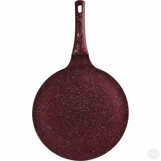 30cm Non Stick Pancake Pan Tawa Roti Pan Flat Crepe Pan Aluminium Diecast Maroon Non Stick Cookware image