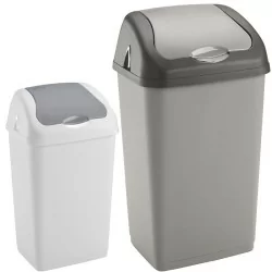 35 Litres Plastic Swing Bin with Swing Top Lid - Home Office Rubbish Dustbin White