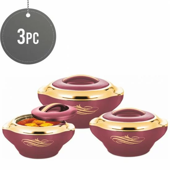 Showing image for 3Pcs Hot Pot Food Warmer Set - Burgundy 3Pcs Hot Pot Food Warmer Set - Burgundy Hot Pots image