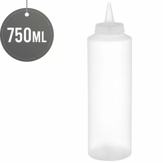 Plastic Squeezable Sauce Dispenser Coloured Squeeze Bottle 750ml (Brown) image