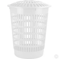 Plastic Round Laundry Basket Hamper 60L White