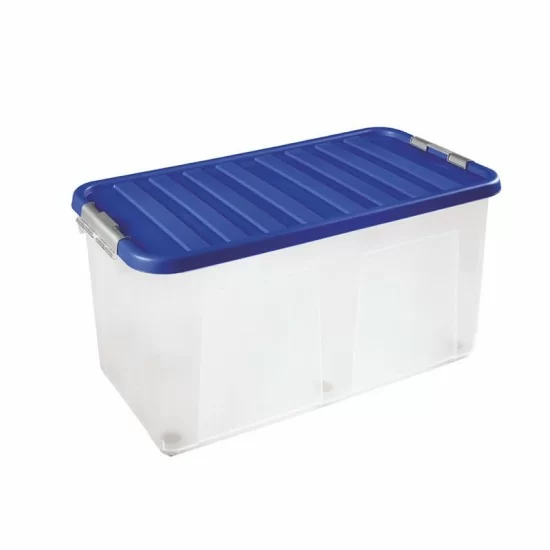 Showing image for Plastic Storage Box With Clip Lid & Wheels 150L Plastic Storage Box With Clip Lid & Wheels 150L image